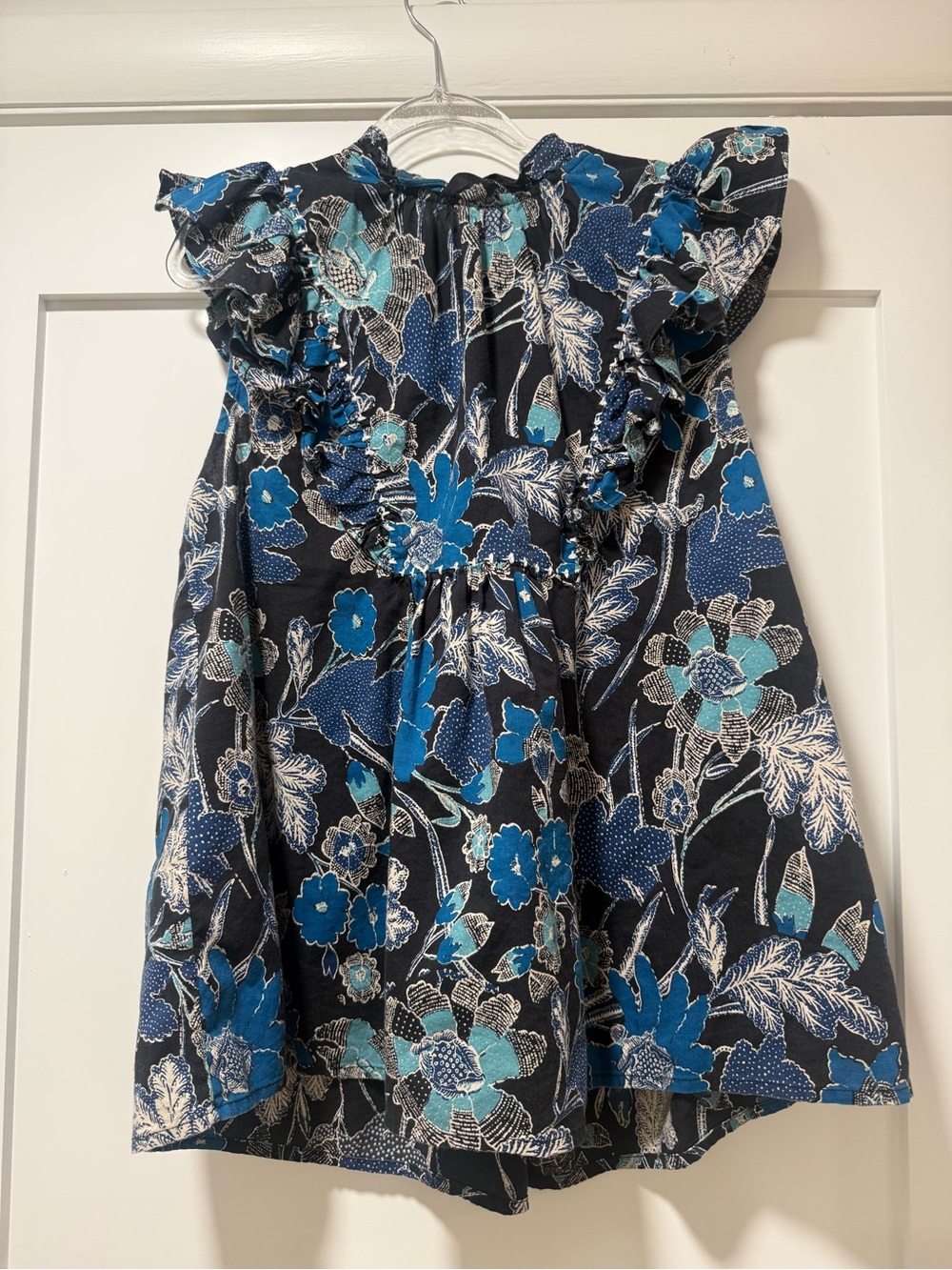 Ulla Johnson Top with Blue and Teal Floral Print